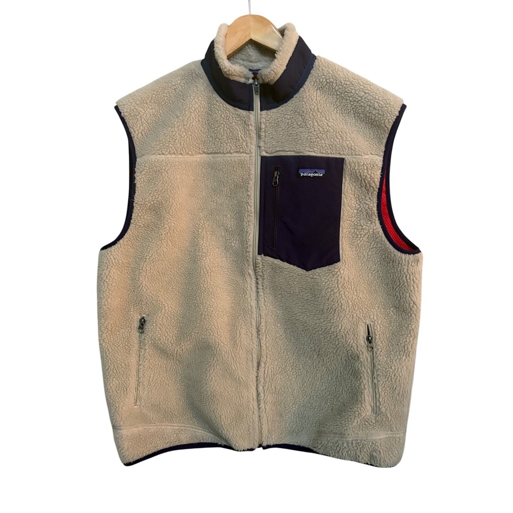 Patagonia Mens Classic Retro-X Fleece Vest Cream Purple XL 23048